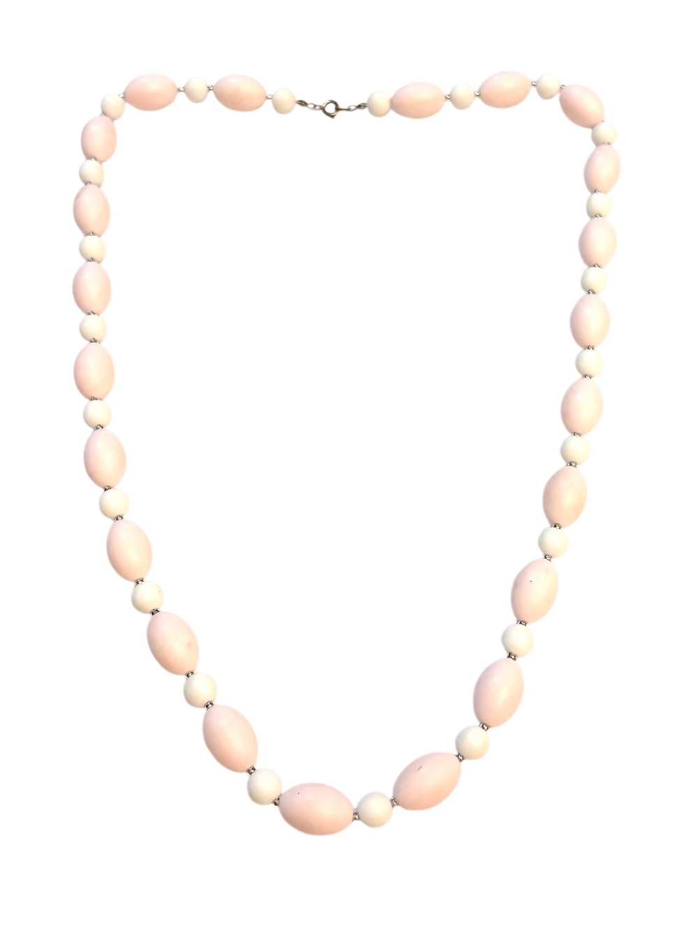 Vintage Pink and White Beaded Necklace